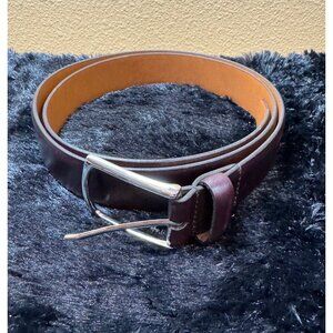 Nordstrom Leather Belt Size 42 Brown With Silver Buckle